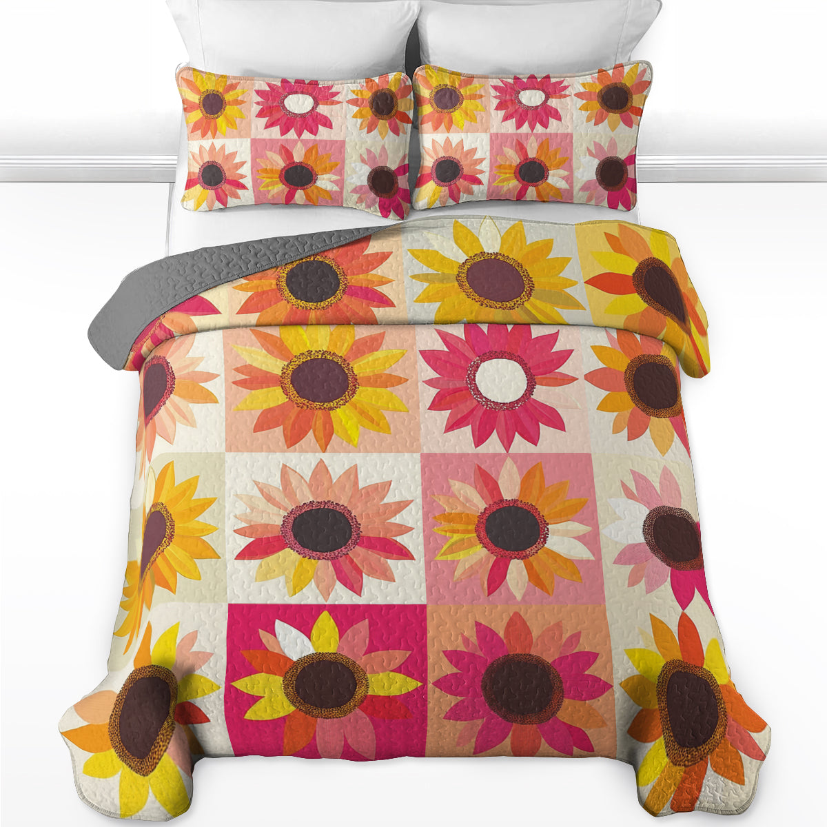 Shineful All Season Quilt 3-Piece Set Sunflower Bliss
