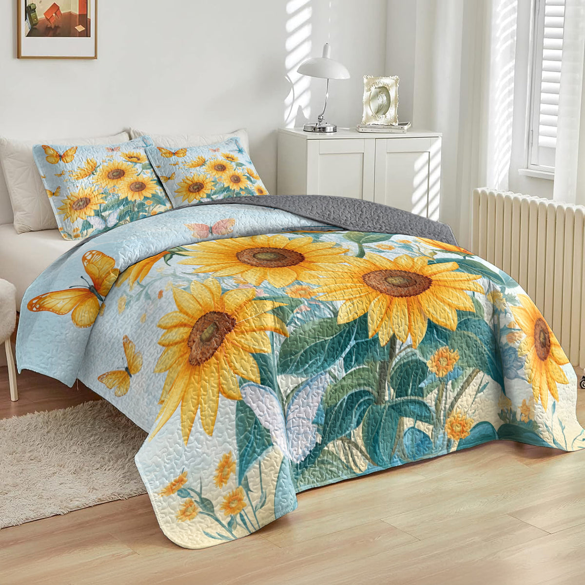 Shineful All Season Quilt 3-Piece Set Sunlit Bliss Sunflower