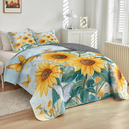 Shineful All Season Quilt 3-Piece Set Sunlit Bliss Sunflower