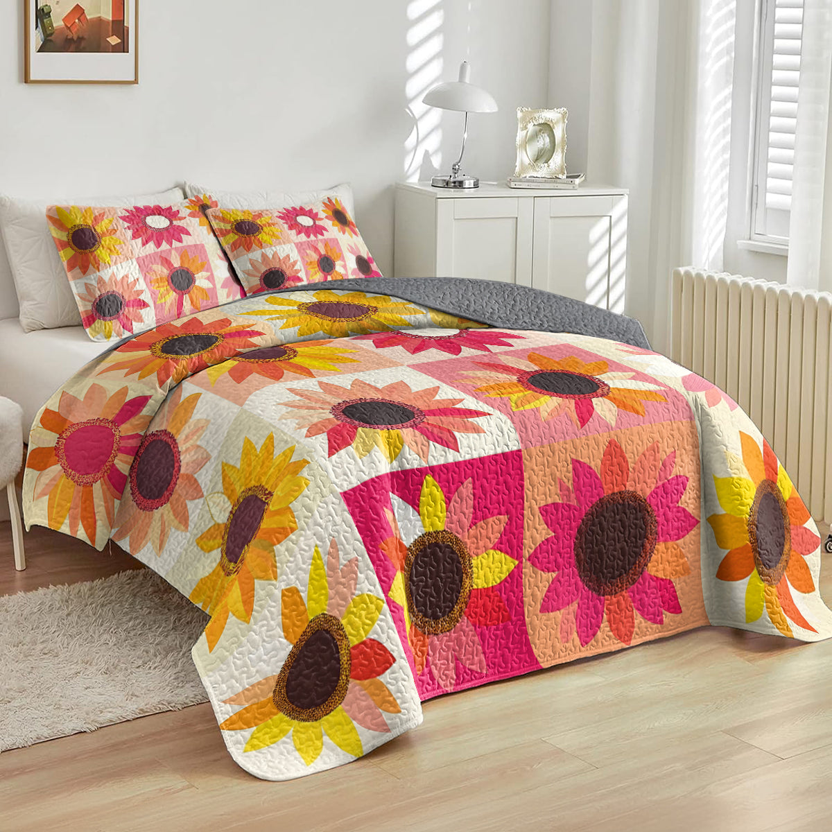 Shineful All Season Quilt 3-Piece Set Sunflower Bliss