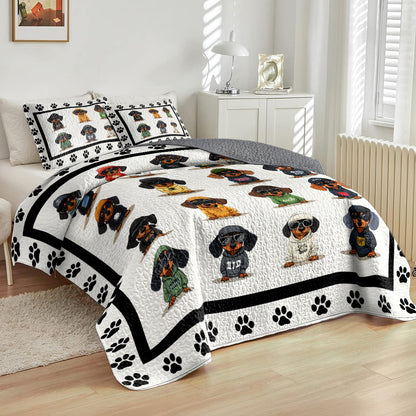 Shineful All Season Quilt 3-Piece Set Cool Dachshund Paw