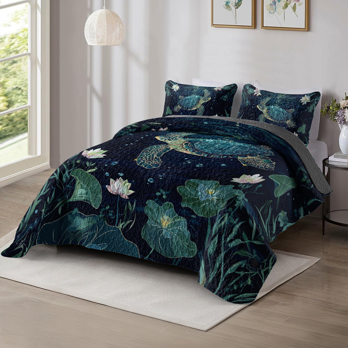 Shineful All Season Quilt 3-Piece Set Ocean Turtle