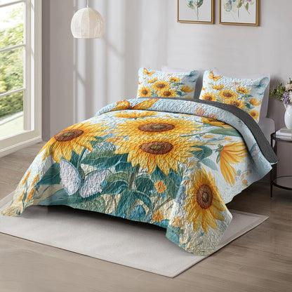 Shineful All Season Quilt 3-Piece Set Sunlit Bliss Sunflower