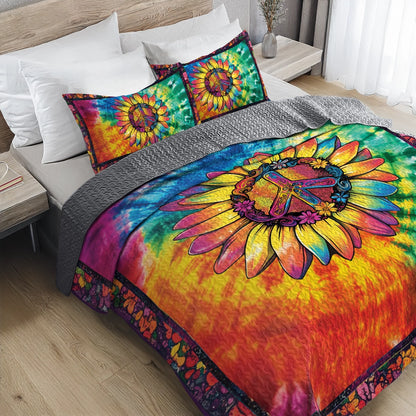 Shineful All Season Quilt 3-Piece Set Hippie Spirit Sunflower