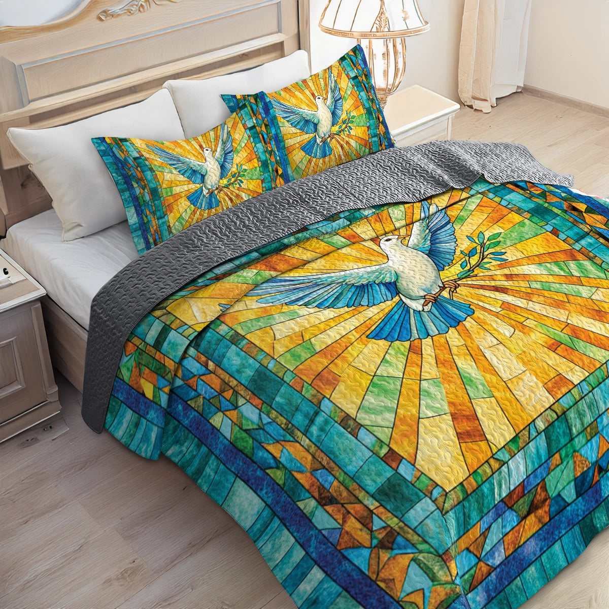 Shineful All Season Quilt 3-Piece Set Wings of Peace