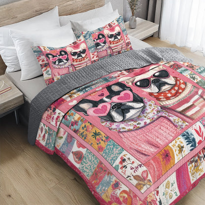 Shineful All Season Quilt 3-Piece Set - Frenchie Love Cozy