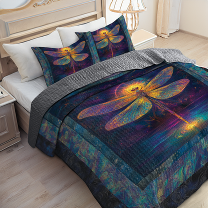 Shineful All Season Quilt 3-Piece Set Golden Glow Dragonfly