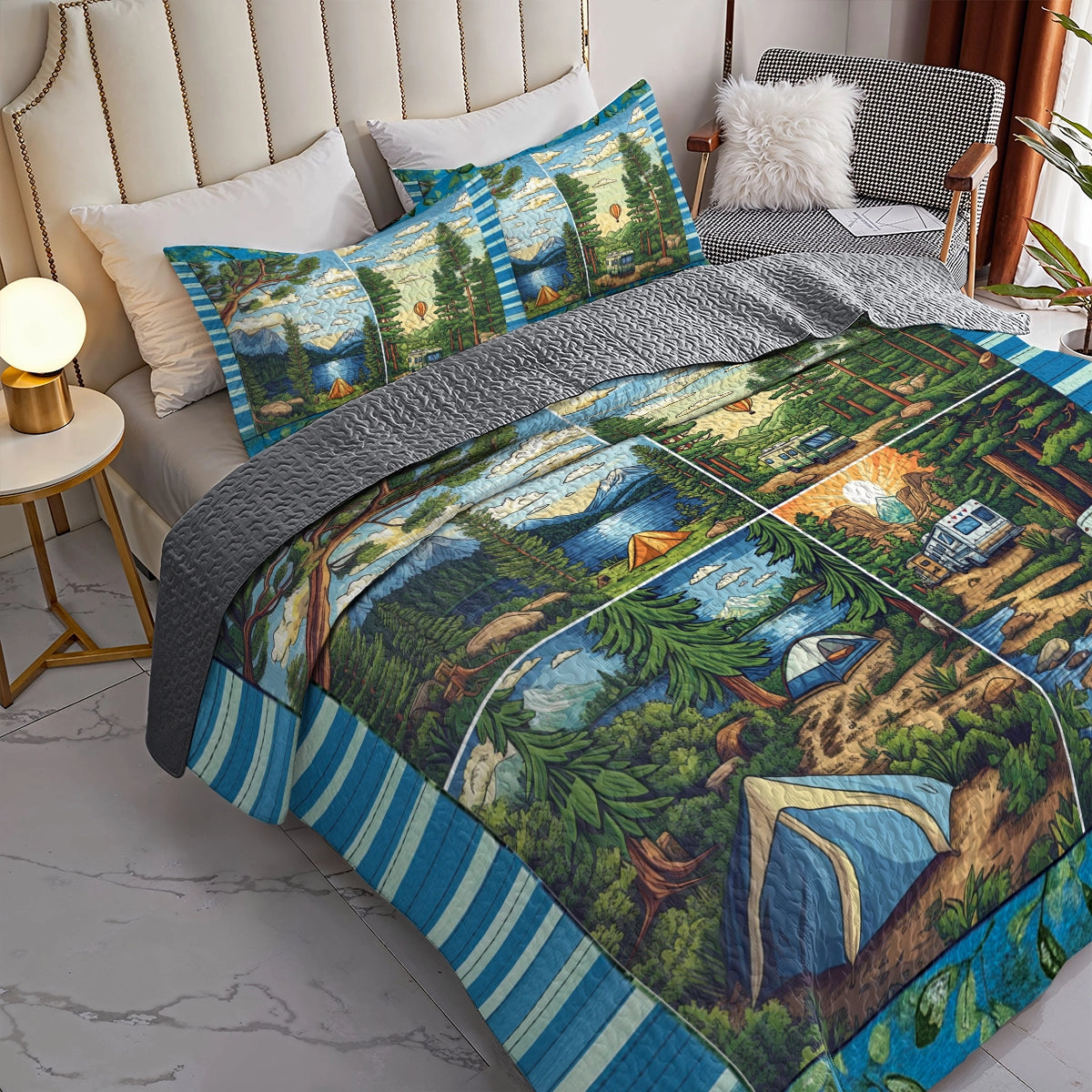 Shineful All Season Quilt 3-Piece Set - Adventure Awaits Camping