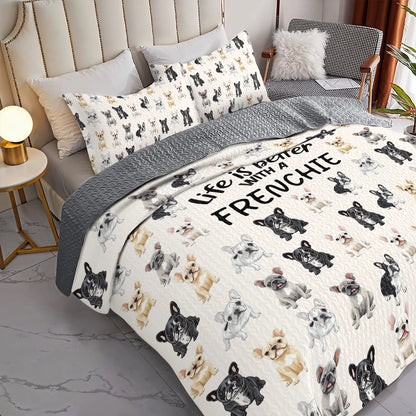 Shineful All Season Quilt 3-Piece Set - Life is better with a Frenchie