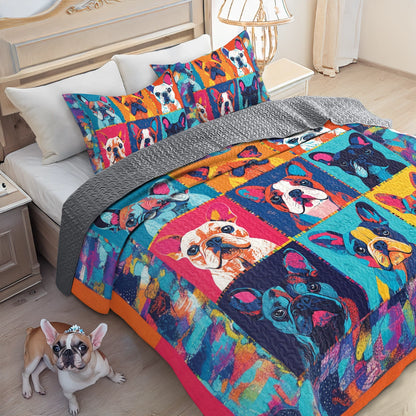 Shineful All Season Quilt 3-Piece Set Bulldog Pop Art