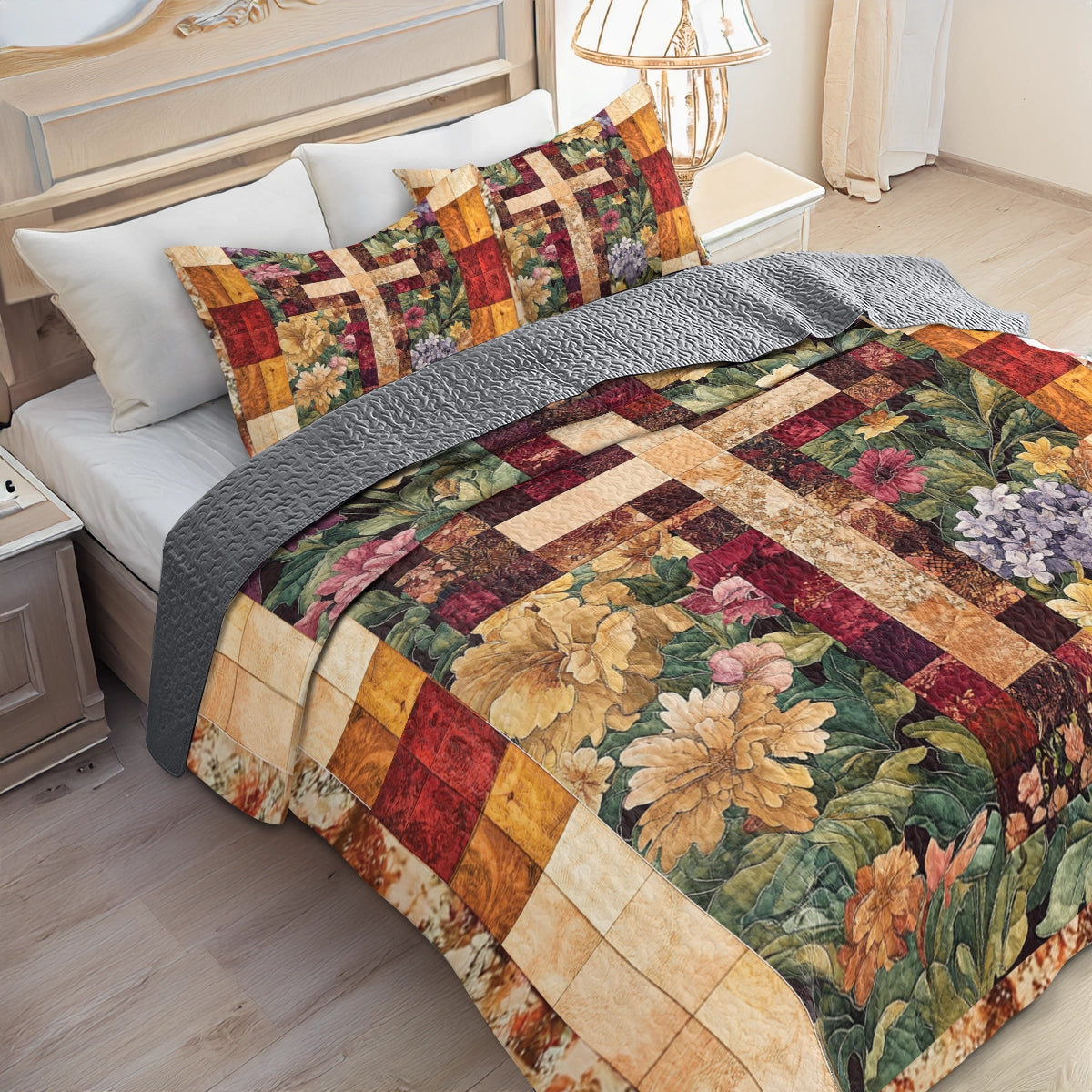 Shineful All Season Quilt 3-Piece Set God's Glory Garden