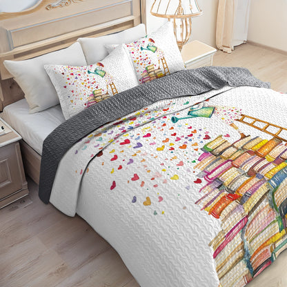 Shineful All Season Quilt 3-Piece Set Reading From The Heart