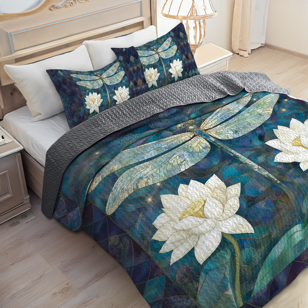 Shineful All Season Quilt 3-Piece Set Dragonfly Harmony
