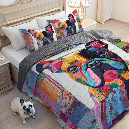 Shineful All Season Quilt 3-Piece Set Patchwork Pup