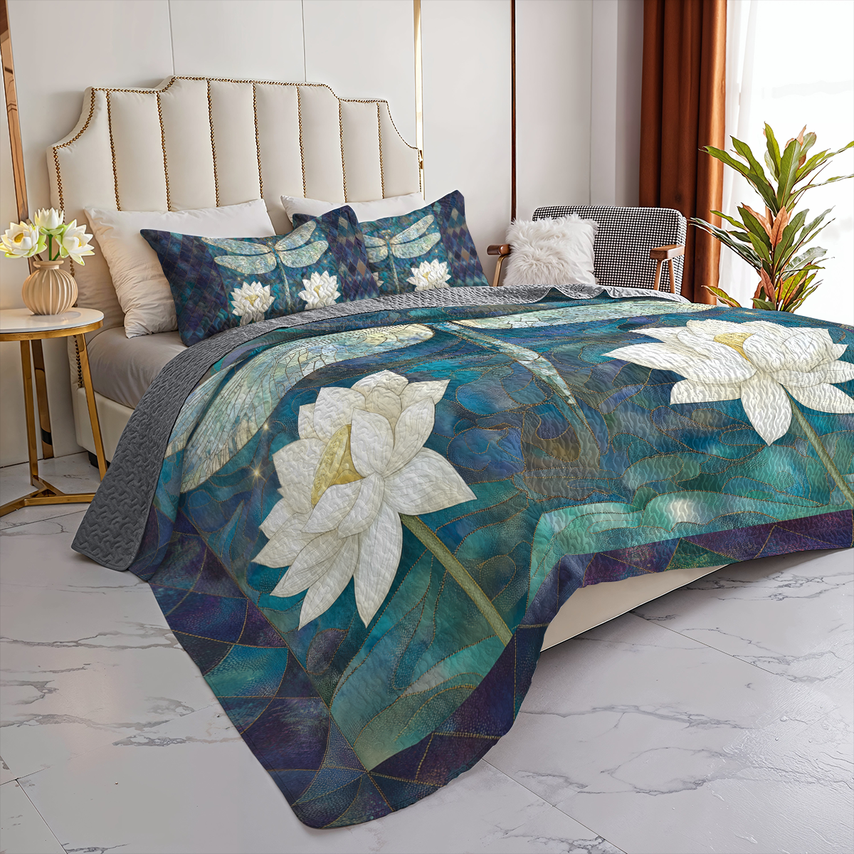 Shineful All Season Quilt 3-Piece Set Dragonfly Harmony
