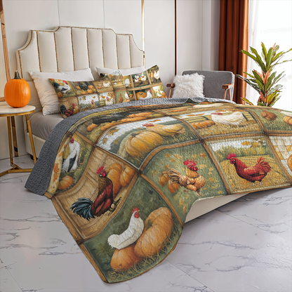 Shineful All Season Quilt 3-Piece Set Heritage Hens & Pumpkins