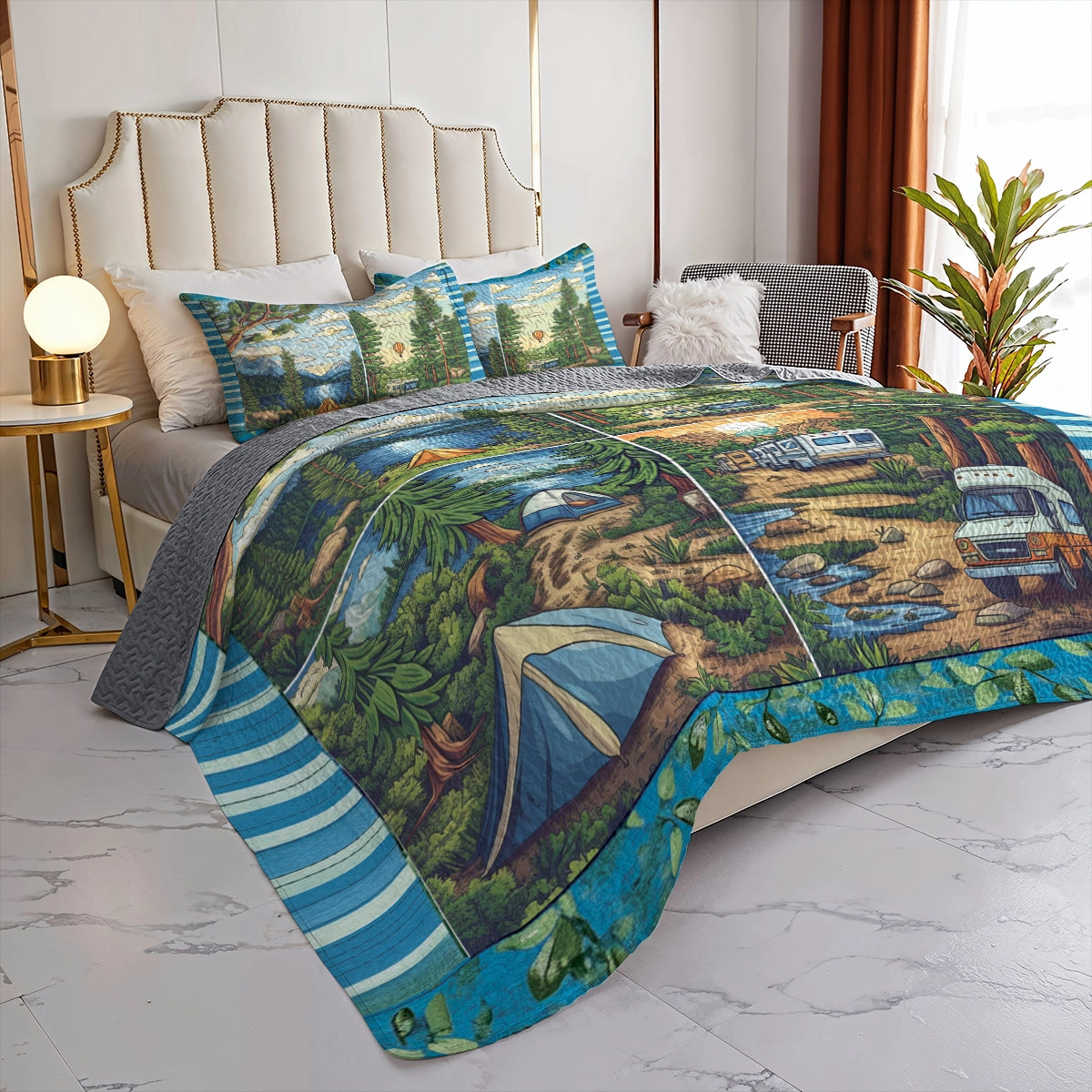 Shineful All Season Quilt 3-Piece Set - Adventure Awaits Camping
