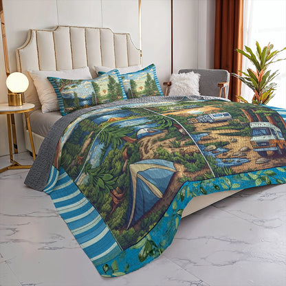 Shineful All Season Quilt 3-Piece Set - Adventure Awaits Camping