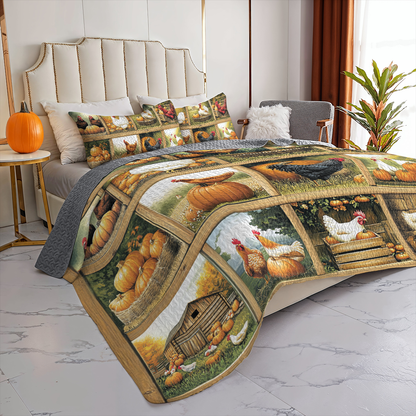 Shineful All Season Quilt 3-Piece Set Harvest Farmyard Chicken