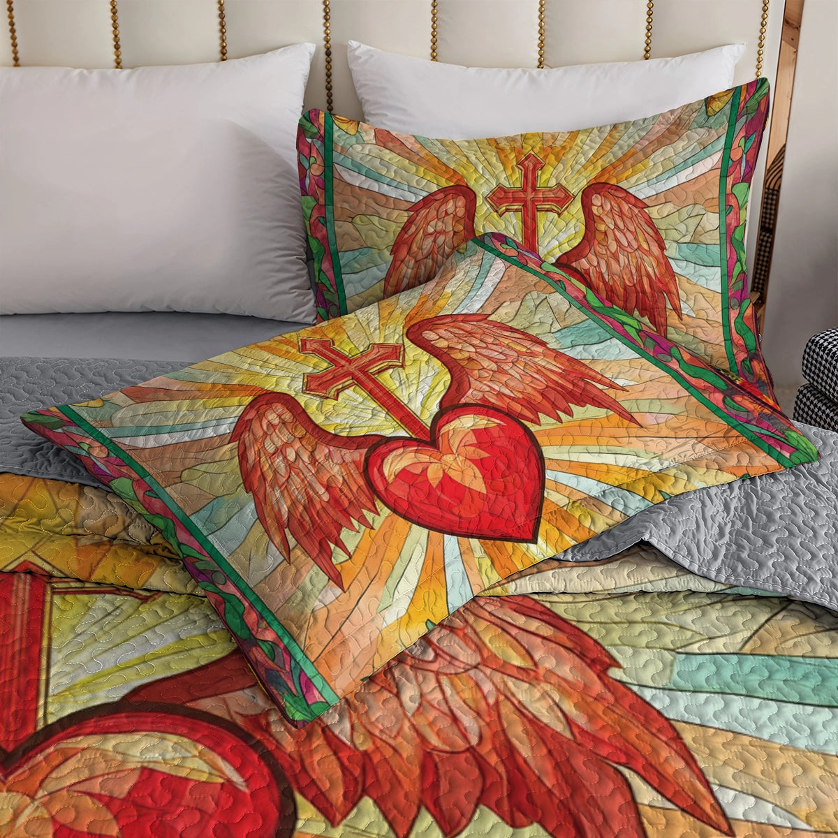 Shineful All Season Quilt 3-Piece Set Heart of Grace