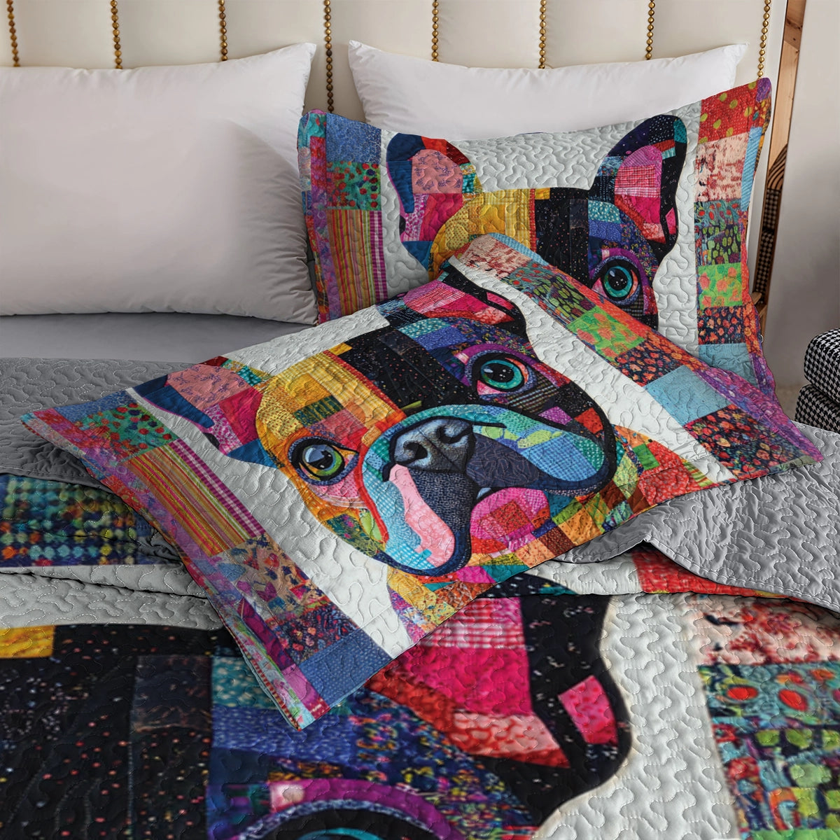 Shineful All Season Quilt 3-Piece Set Patchwork Pup