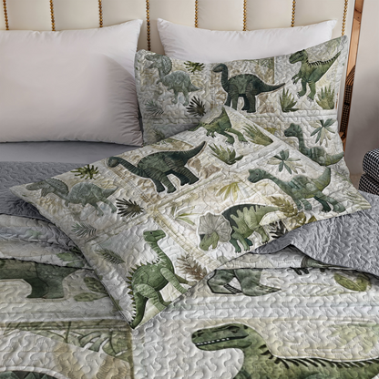 Shineful All Season Quilt 3-Piece Set Dino Explorer