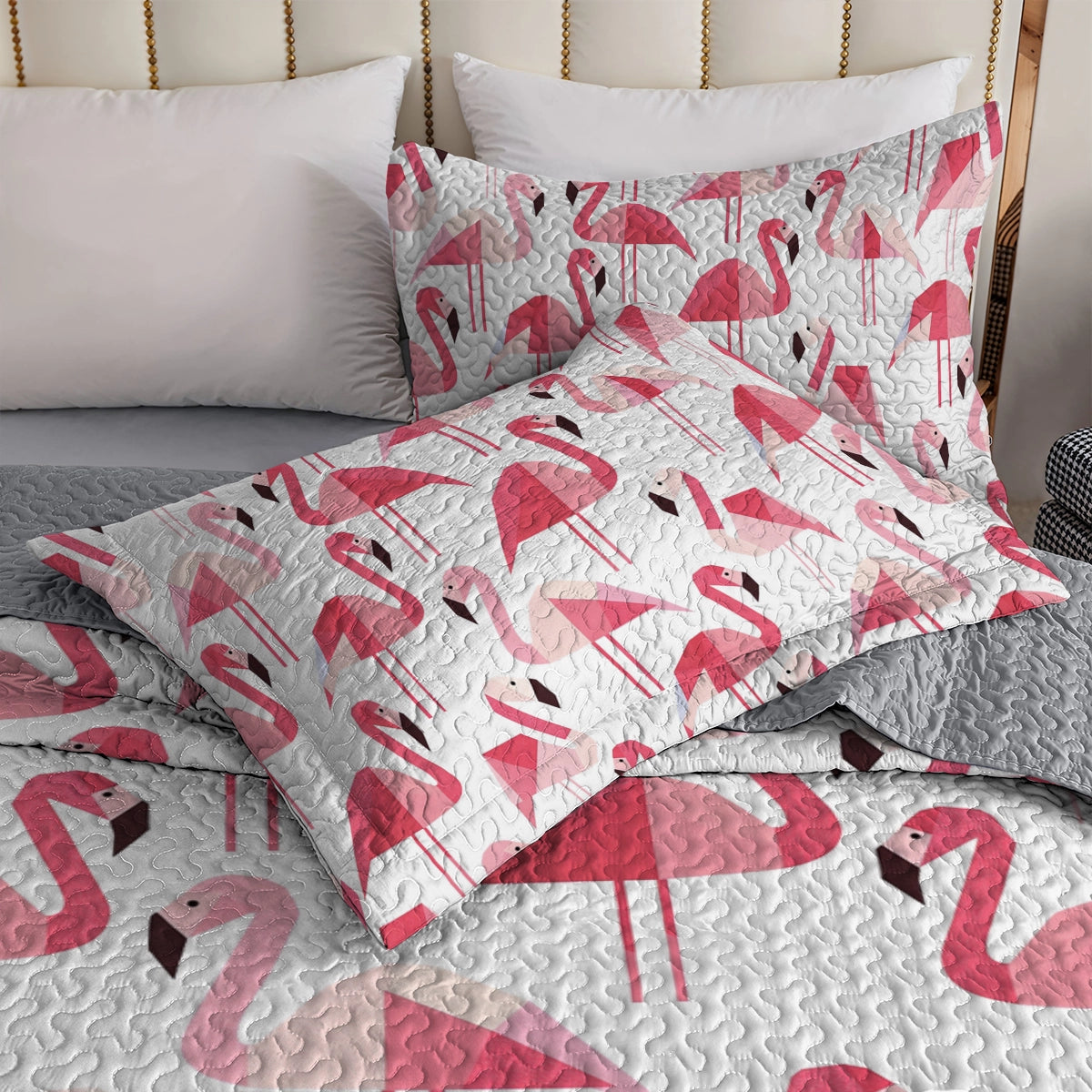 Shineful All Season Quilt 3-Piece Set Flamingo Fiesta Comforter and Sham