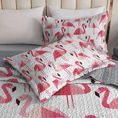 Shineful All Season Quilt 3-Piece Set Flamingo Fiesta Comforter and Sham