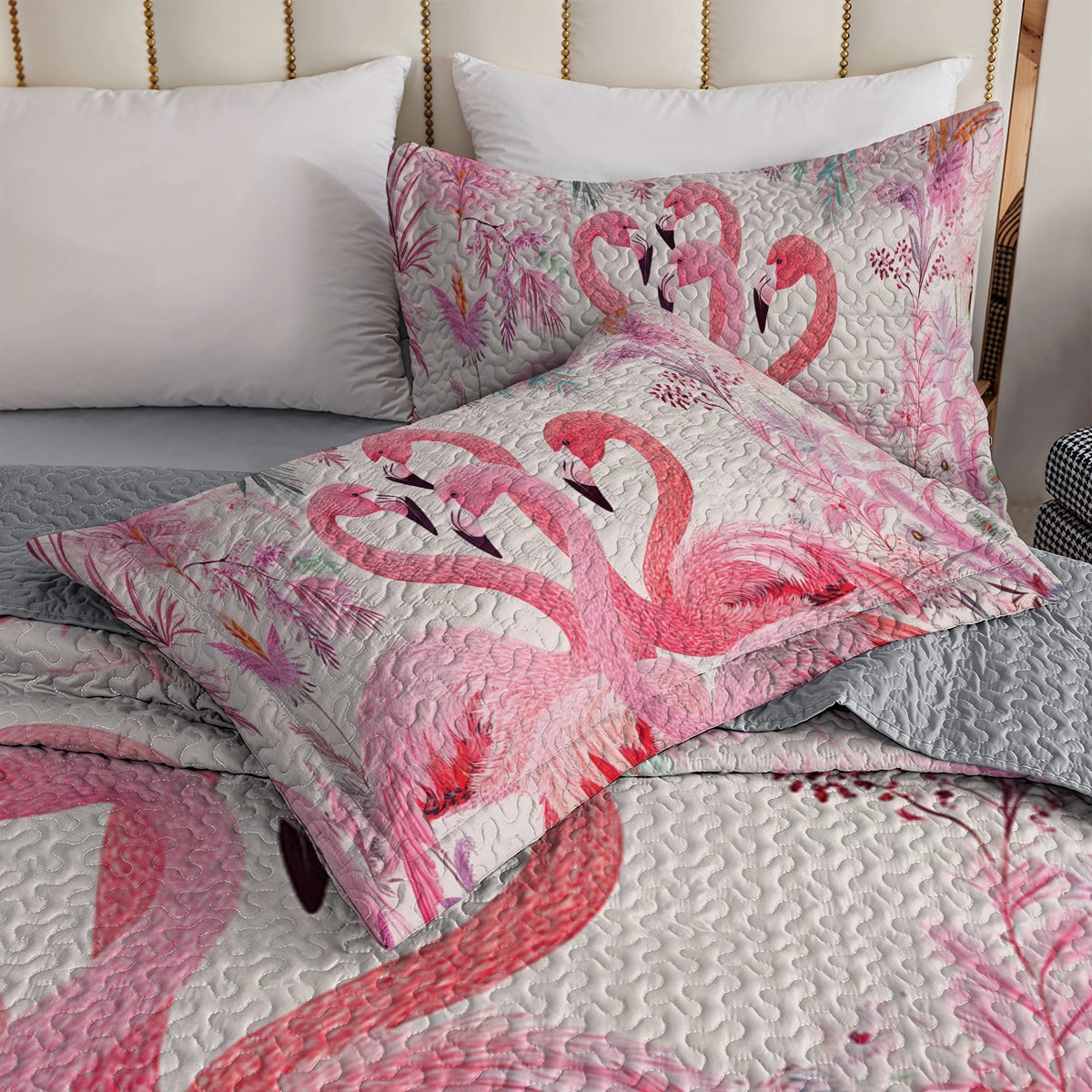 Shineful All Season Quilt 3-Piece Set Pinky Flamingo Paradise