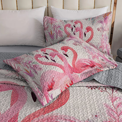 Shineful All Season Quilt 3-Piece Set Pinky Flamingo Paradise