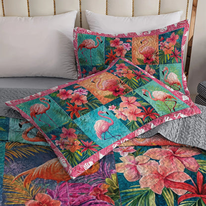 Shineful All Season Quilt 3-Piece Set Exotic Flamingo Serenity