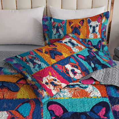 Shineful All Season Quilt 3-Piece Set Bulldog Pop Art