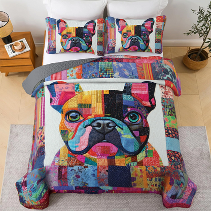 Shineful All Season Quilt 3-Piece Set Patchwork Pup