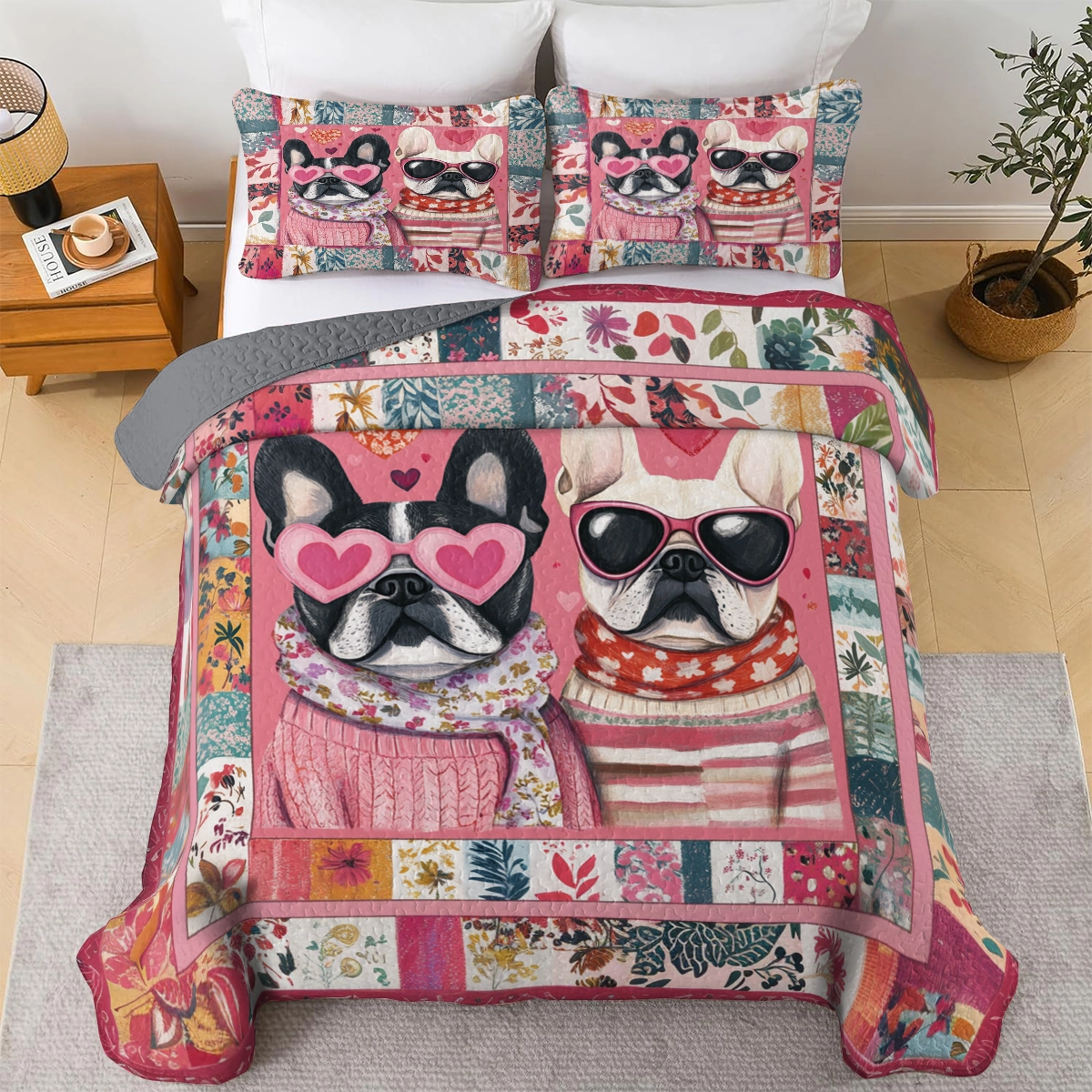 Shineful All Season Quilt 3-Piece Set - Frenchie Love Cozy