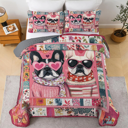 Shineful All Season Quilt 3-Piece Set - Frenchie Love Cozy