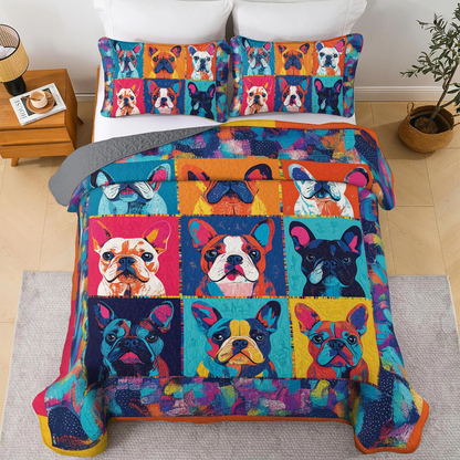 Shineful All Season Quilt 3-Piece Set Bulldog Pop Art