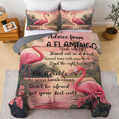 Shineful All Season Quilt 3-Piece Set - Flamingo Advice