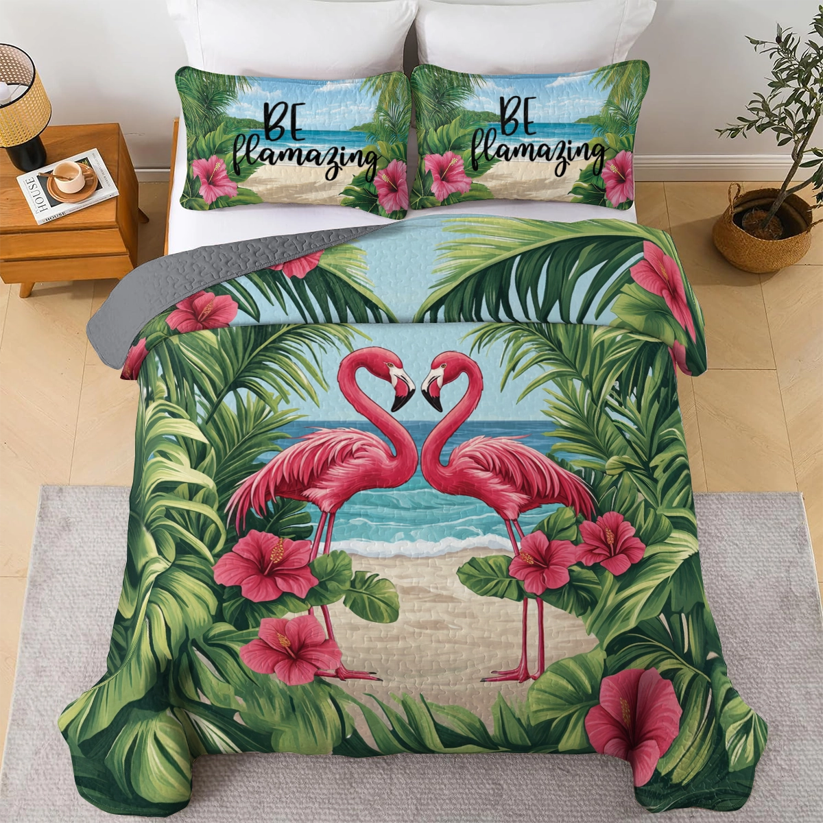Shineful All Season Quilt 3-Piece Set - Be Flamingo-mazing
