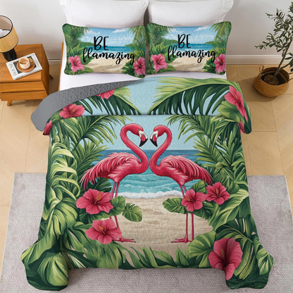 Shineful All Season Quilt 3-Piece Set - Be Flamingo-mazing