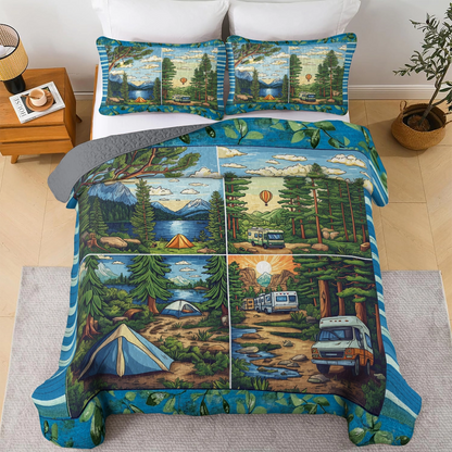 Shineful All Season Quilt 3-Piece Set - Adventure Awaits Camping