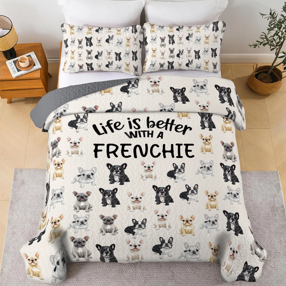 Shineful All Season Quilt 3-Piece Set - Life is better with a Frenchie