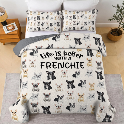 Shineful All Season Quilt 3-Piece Set - Life is better with a Frenchie
