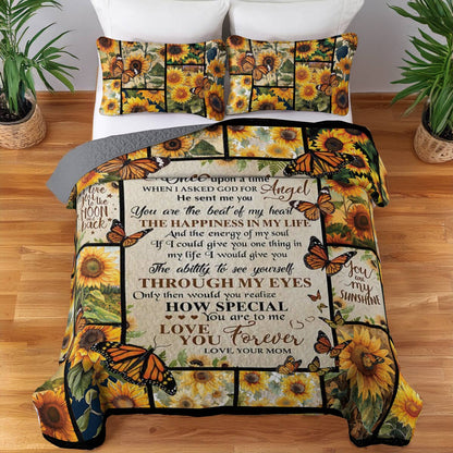 Shineful All Season Quilt 3-Piece Set Sunflower Angel