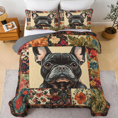 Shineful All Season Quilt 3-Piece Set - Vintage Floral Frenchie