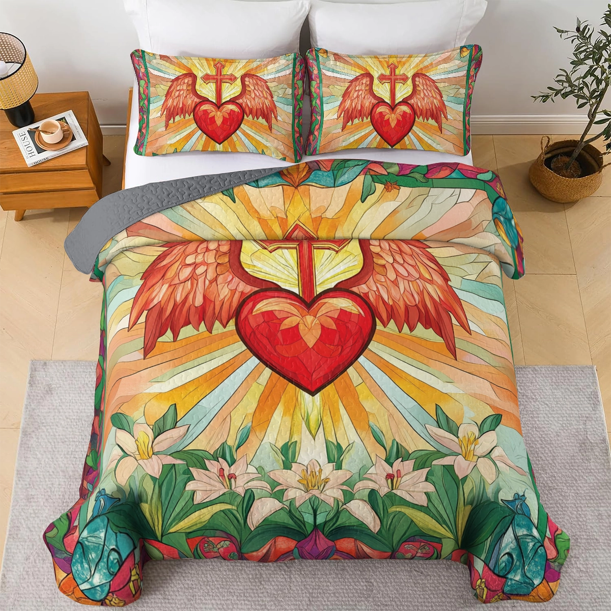 Shineful All Season Quilt 3-Piece Set Heart of Grace