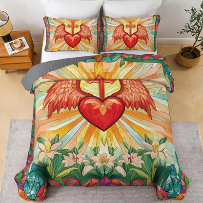 Shineful All Season Quilt 3-Piece Set Heart of Grace