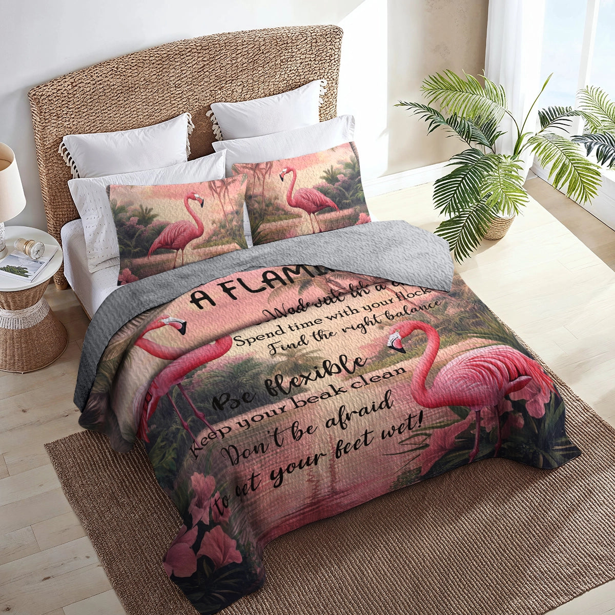 Shineful All Season Quilt 3-Piece Set - Flamingo Advice