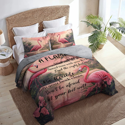 Shineful All Season Quilt 3-Piece Set - Flamingo Advice