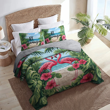 Shineful All Season Quilt 3-Piece Set - Be Flamingo-mazing