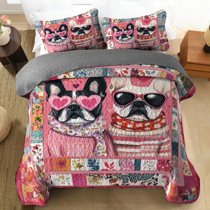 Shineful All Season Quilt 3-Piece Set - Frenchie Love Cozy